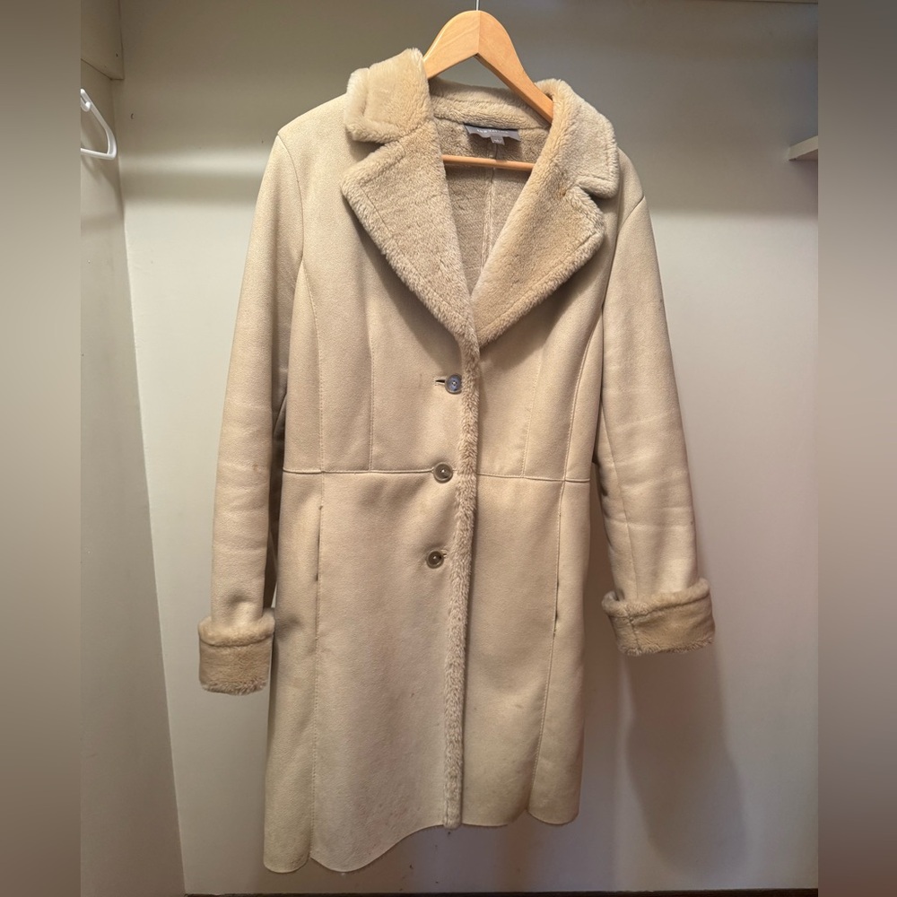 Ann Taylor Cream Shearling Coat